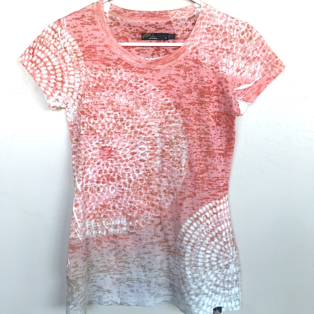 Coral and White Burn Out Tee